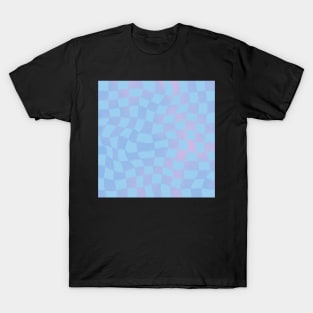 Trippy Aesthetic Checkered blue purple Gradient Pattern T-Shirt